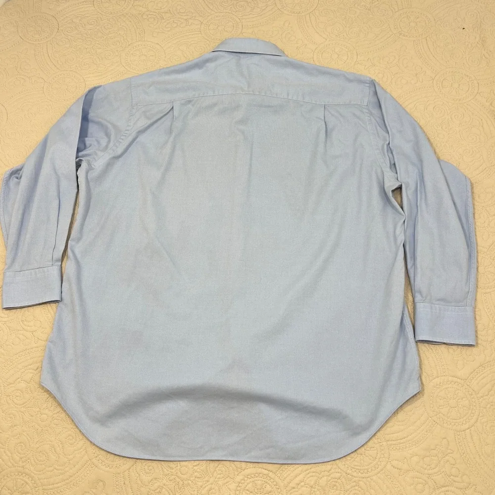 David‎ Donahue Mens Light Blue 100% Cotton Dress Shirt 18.5 34/35 Micro Pattern